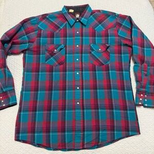 Vintage Karman Pearl Snap Long Sleeve Multi Color Western Shirt Men’s